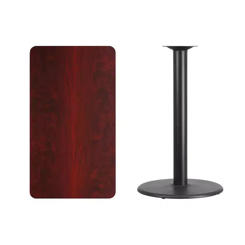 Piano del tavolo laminato rettangolare 24"x42" con base rotonda altezza bar 24"