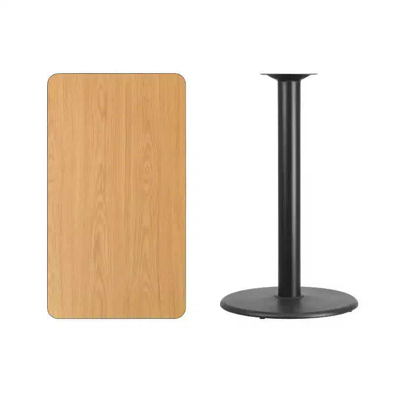 Piano del tavolo laminato rettangolare 24"x42" con base rotonda altezza bar 24"