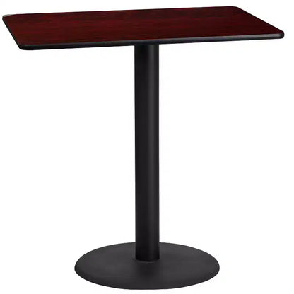 Piano del tavolo laminato rettangolare 24"x42" con base rotonda altezza bar 24"