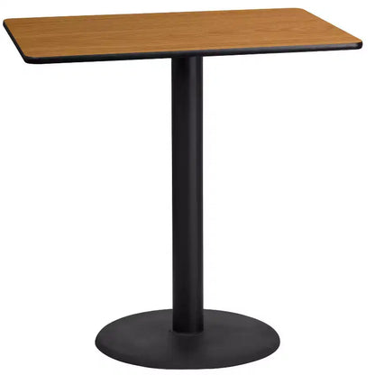 Piano del tavolo laminato rettangolare 24"x42" con base rotonda altezza bar 24"