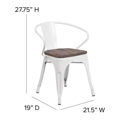 Sedia da pranzo in metallo con sedile e braccioli in legno – Stile industriale
