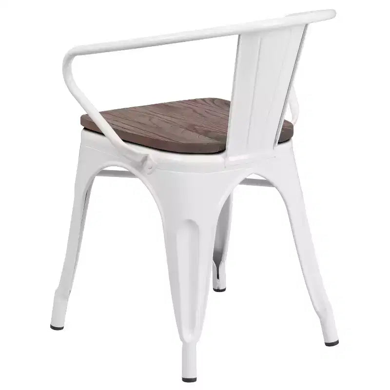 Sedia da pranzo in metallo con sedile e braccioli in legno – Stile industriale