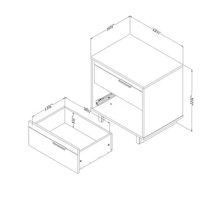 Comodino a 2 cassetti – Moderno con contenitore