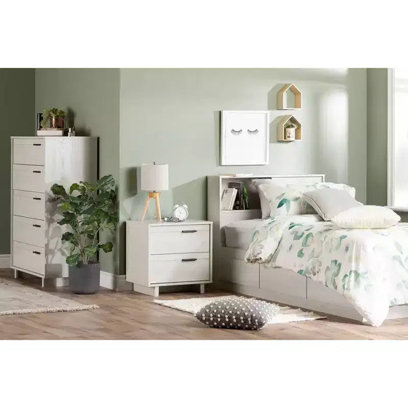 Comodino a 2 cassetti – Moderno con contenitore