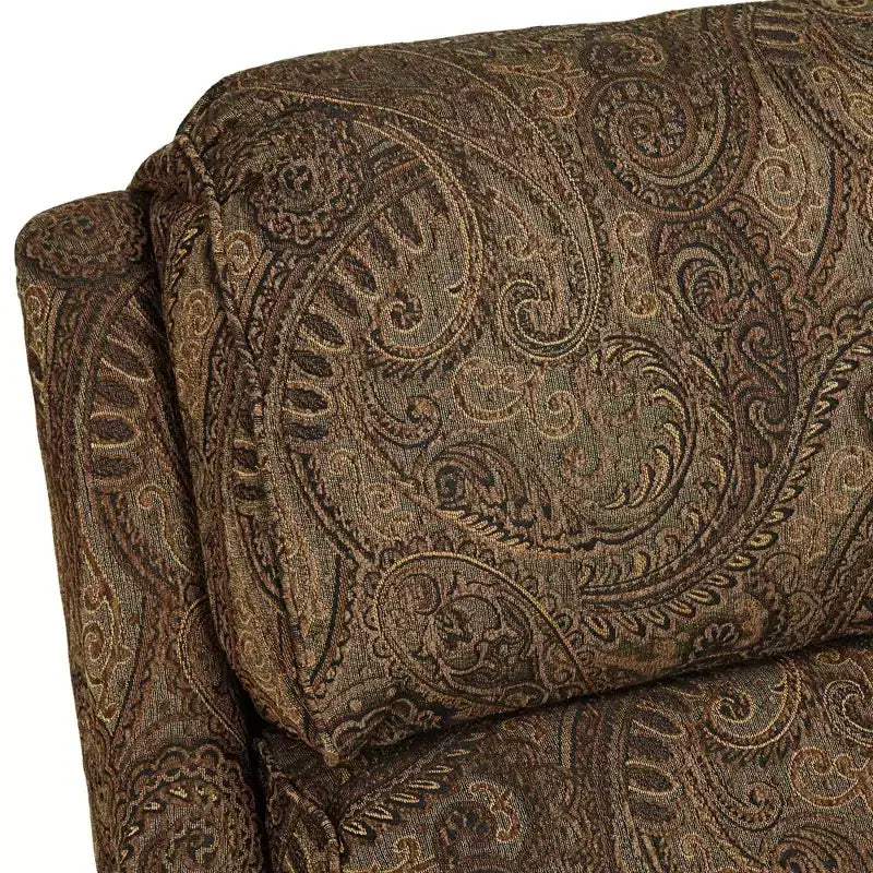 Poltrona reclinabile manuale in tessuto Paisley Marrone Caldo con poggiapiedi a spinta