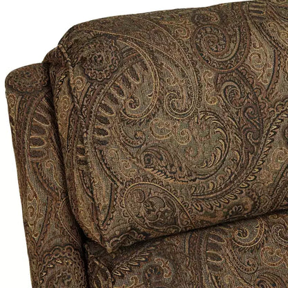 Poltrona reclinabile manuale in tessuto Paisley Marrone Caldo con poggiapiedi a spinta