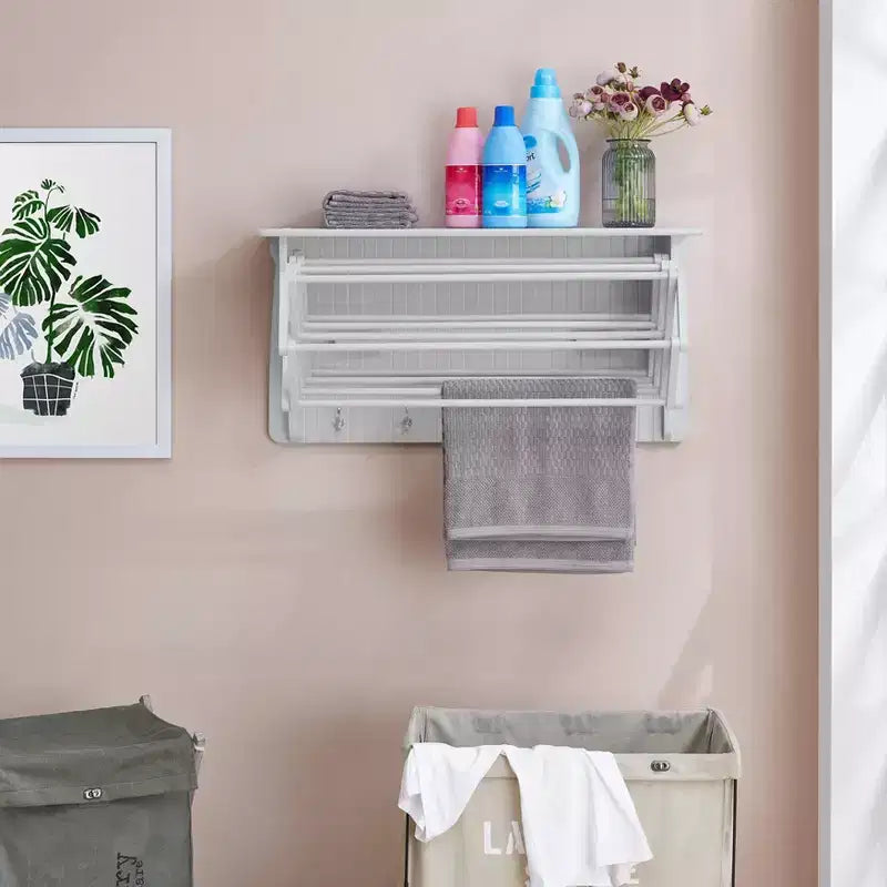 Mensola da parete 36"x18" con stendibiancheria pieghevole e ganci