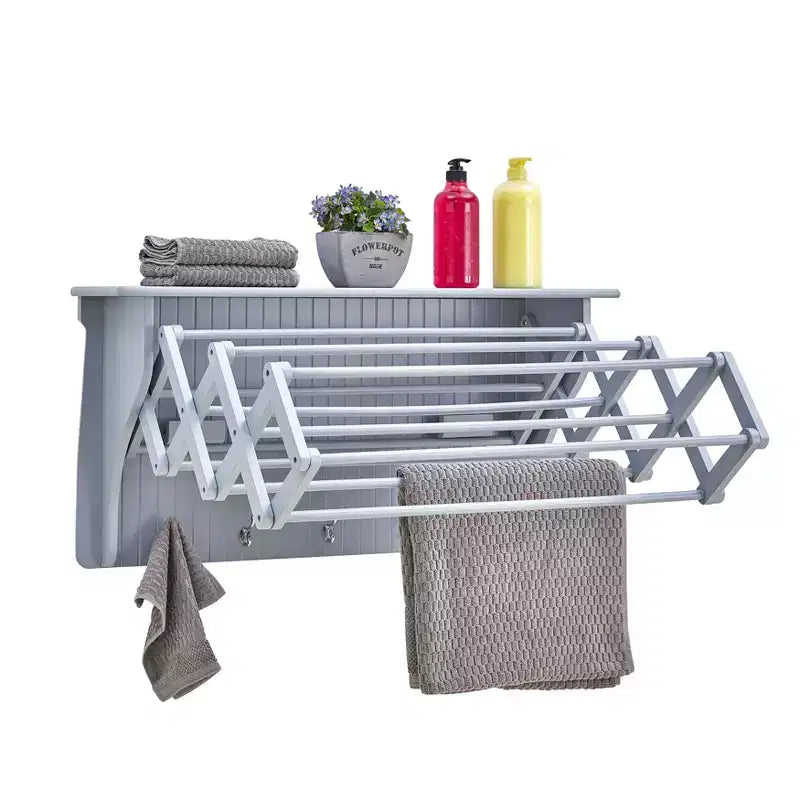 Mensola da parete 36"x18" con stendibiancheria pieghevole e ganci