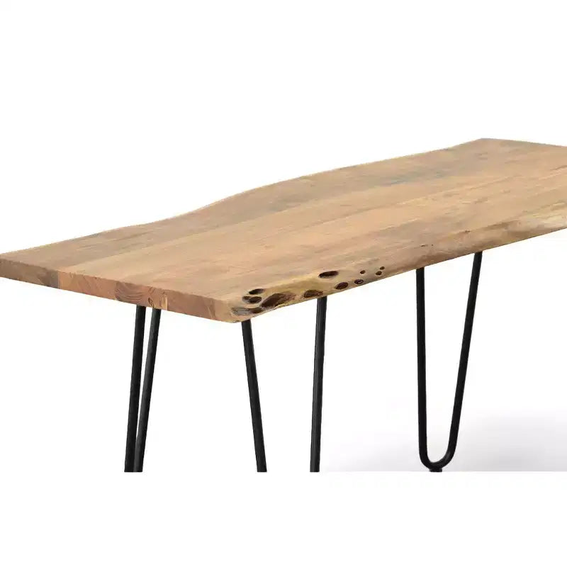 Tavolino e panca in legno massello con bordo naturale – Finitura naturale