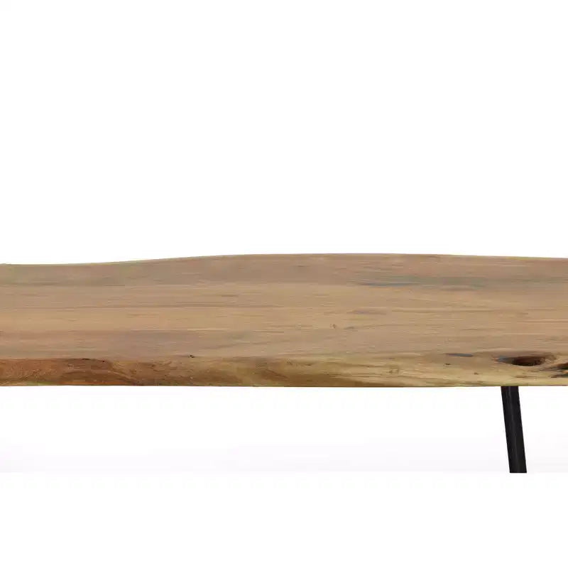 Tavolino e panca in legno massello con bordo naturale – Finitura naturale