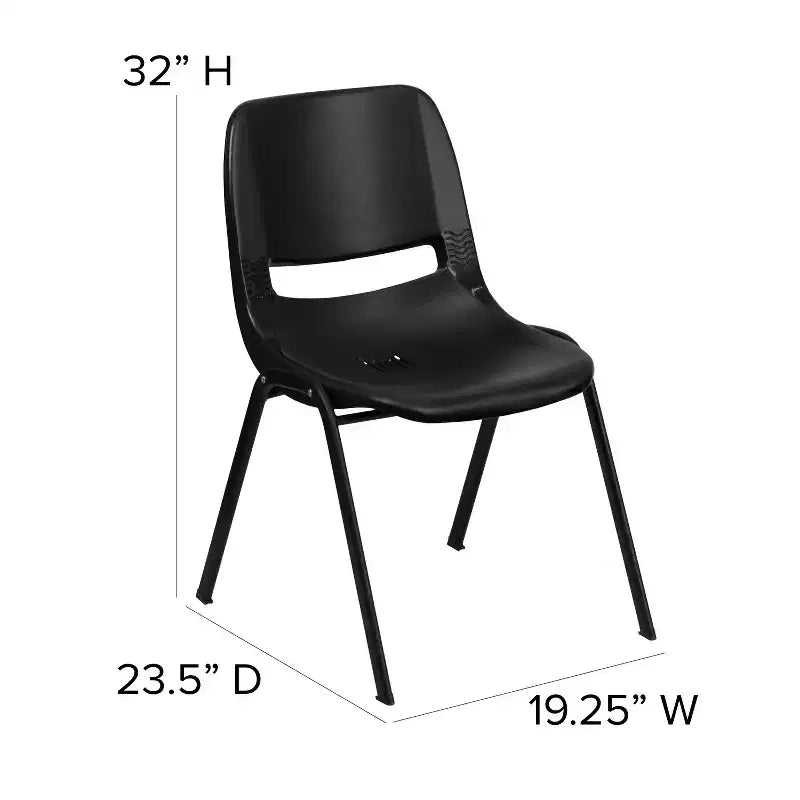 Sedia impilabile ergonomica con scocca e telaio in metallo, portata 400 kg