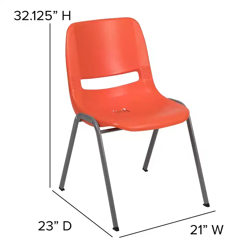 Sedia impilabile ergonomica con scocca e telaio in metallo, portata 400 kg