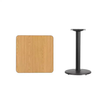 Piano tavolo laminato quadrato da 24" con base rotonda da 18" ad altezza tavolo