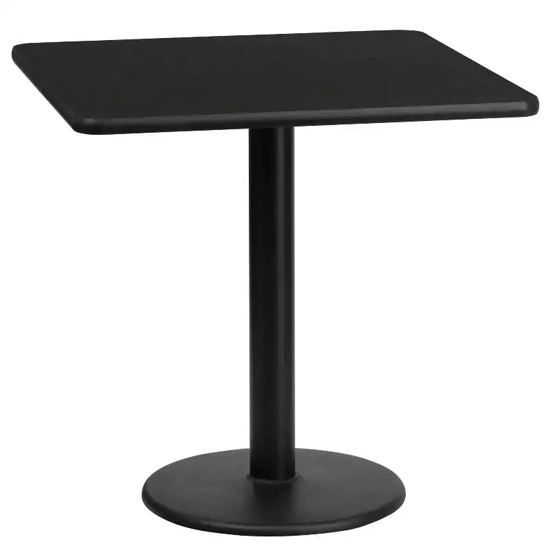 Piano tavolo laminato quadrato da 24" con base rotonda da 18" ad altezza tavolo