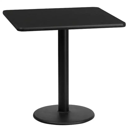 Piano tavolo laminato quadrato da 24" con base rotonda da 18" ad altezza tavolo