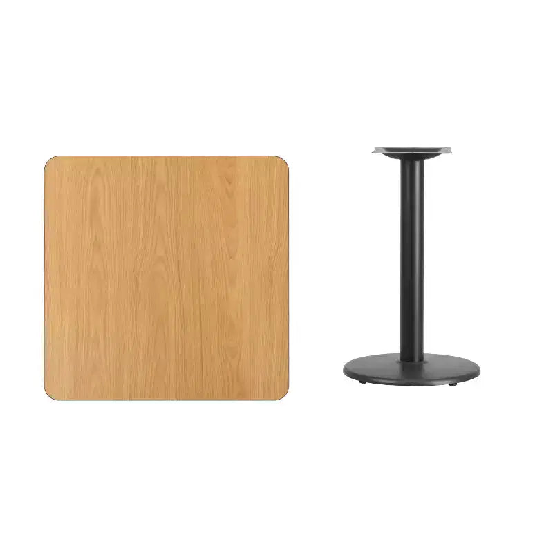 Piano tavolo quadrato in laminato da 30" con base rotonda in ghisa da 18" – Qualità Commerciale