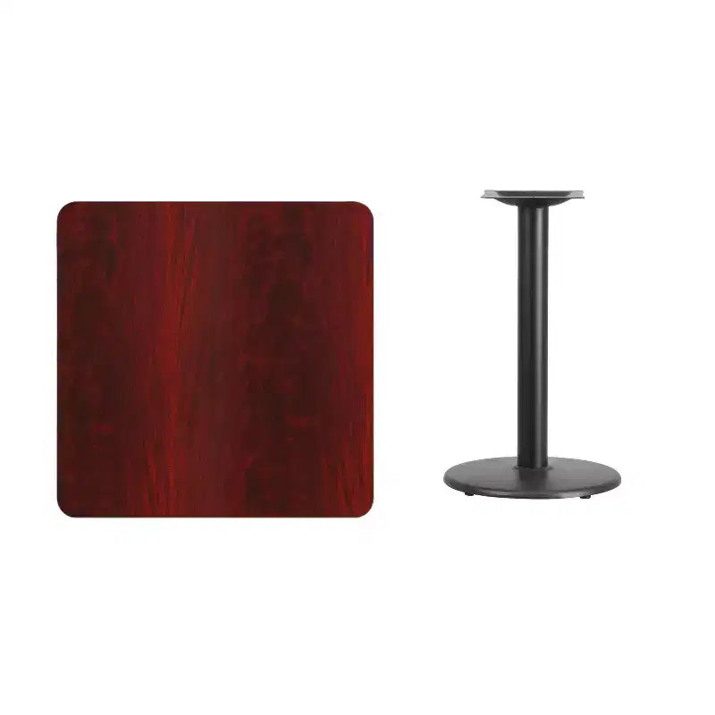 Piano tavolo quadrato in laminato da 30" con base rotonda in ghisa da 18" – Qualità Commerciale