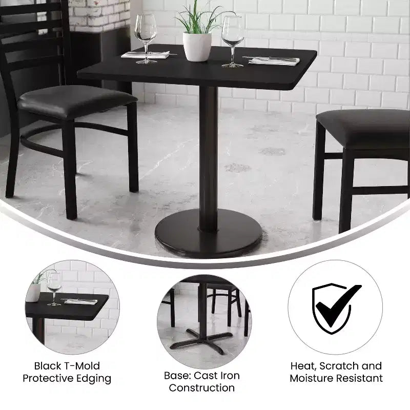 Piano tavolo quadrato in laminato da 30" con base rotonda in ghisa da 18" – Qualità Commerciale