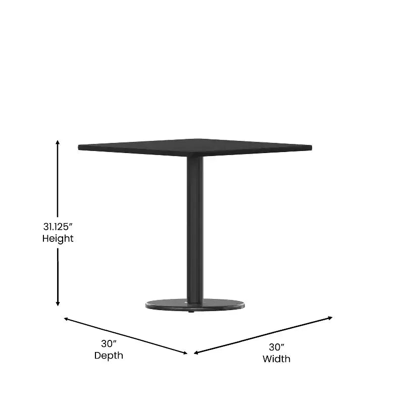 Piano tavolo quadrato in laminato da 30" con base rotonda in ghisa da 18" – Qualità Commerciale