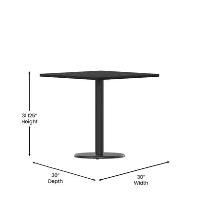Piano tavolo quadrato in laminato da 30" con base rotonda in ghisa da 18" – Qualità Commerciale