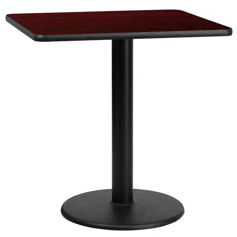 Piano tavolo quadrato in laminato da 30" con base rotonda in ghisa da 18" – Qualità Commerciale