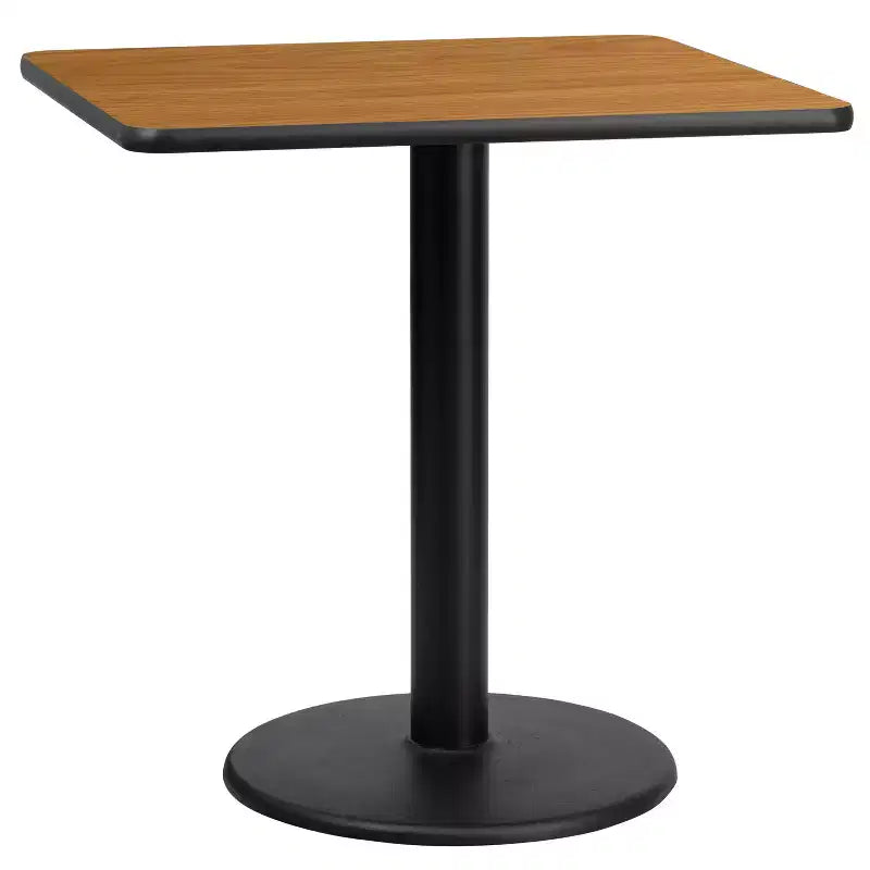 Piano tavolo quadrato in laminato da 30" con base rotonda in ghisa da 18" – Qualità Commerciale