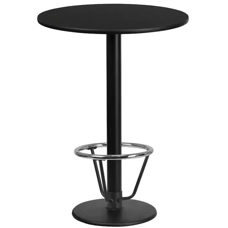 Tavolo da bar rotondo in laminato da 24" con base ad anello poggiapiedi rotondo da 18"
