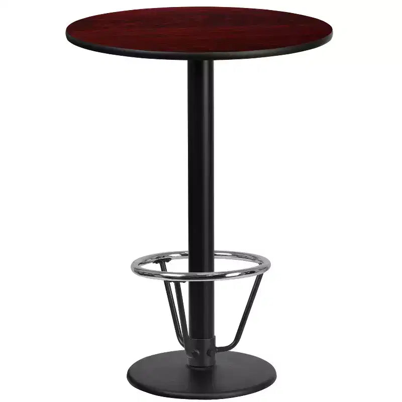 Tavolo da bar rotondo in laminato da 24" con base ad anello poggiapiedi rotondo da 18"