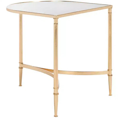 Tavolino d'appoggio con specchio e dettagli dorati – Stile Glamour