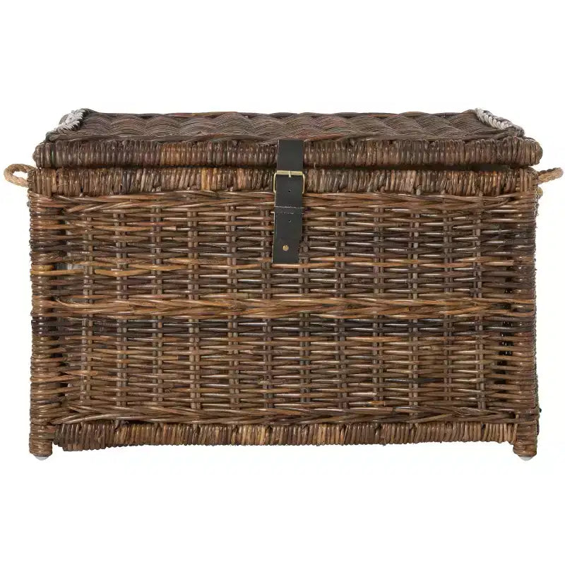 Baule portaoggetti in vimini da 76 cm con coperchio a cerniera – Rattan pieghevole
