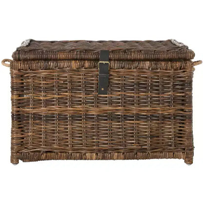 Baule portaoggetti in vimini da 76 cm con coperchio a cerniera – Rattan pieghevole