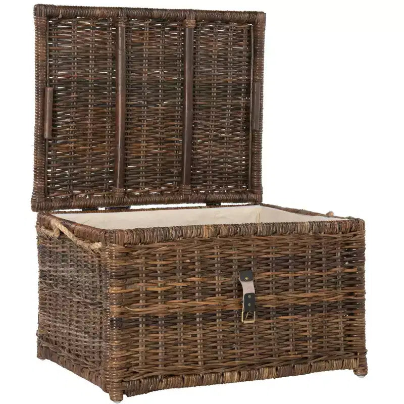 Baule portaoggetti in vimini da 76 cm con coperchio a cerniera – Rattan pieghevole