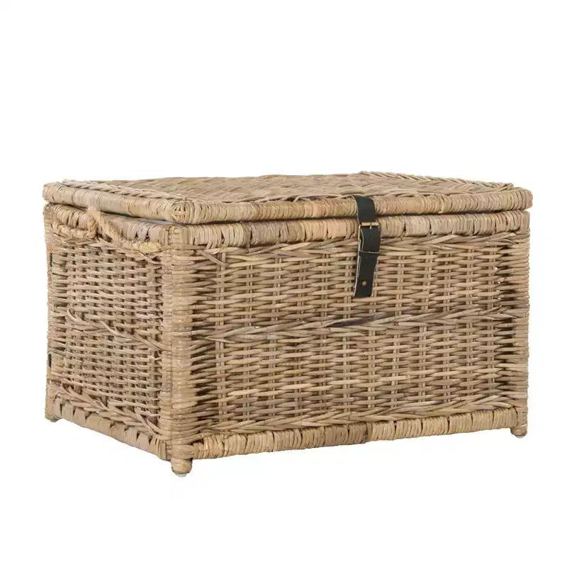 Baule portaoggetti in vimini da 76 cm con coperchio a cerniera – Rattan pieghevole