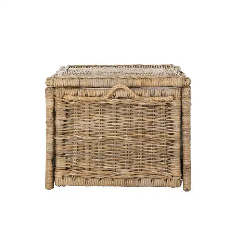 Baule portaoggetti in vimini da 76 cm con coperchio a cerniera – Rattan pieghevole