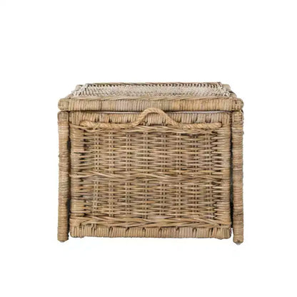 Baule portaoggetti in vimini da 76 cm con coperchio a cerniera – Rattan pieghevole
