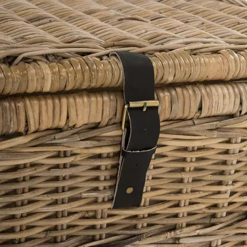 Baule portaoggetti in vimini da 76 cm con coperchio a cerniera – Rattan pieghevole