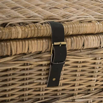 Baule portaoggetti in vimini da 76 cm con coperchio a cerniera – Rattan pieghevole