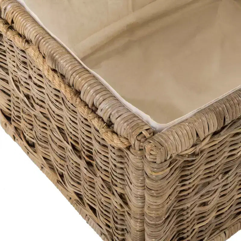 Baule portaoggetti in vimini da 76 cm con coperchio a cerniera – Rattan pieghevole