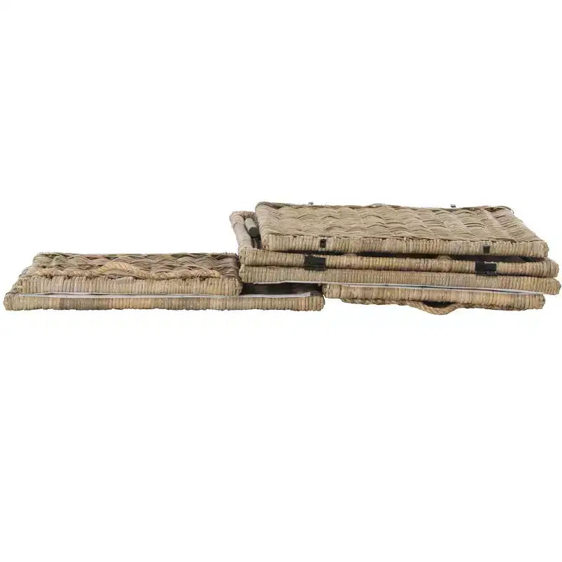 Baule portaoggetti in vimini da 76 cm con coperchio a cerniera – Rattan pieghevole