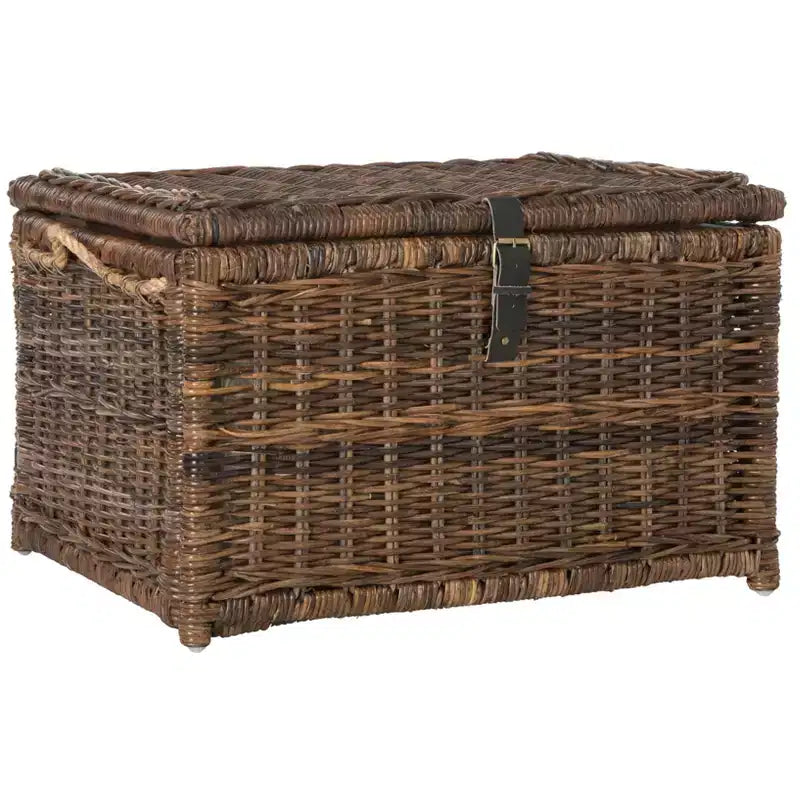 Baule portaoggetti in vimini da 76 cm con coperchio a cerniera – Rattan pieghevole