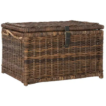 Baule portaoggetti in vimini da 76 cm con coperchio a cerniera – Rattan pieghevole
