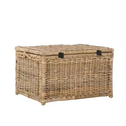 Baule portaoggetti in vimini da 76 cm con coperchio a cerniera – Rattan pieghevole
