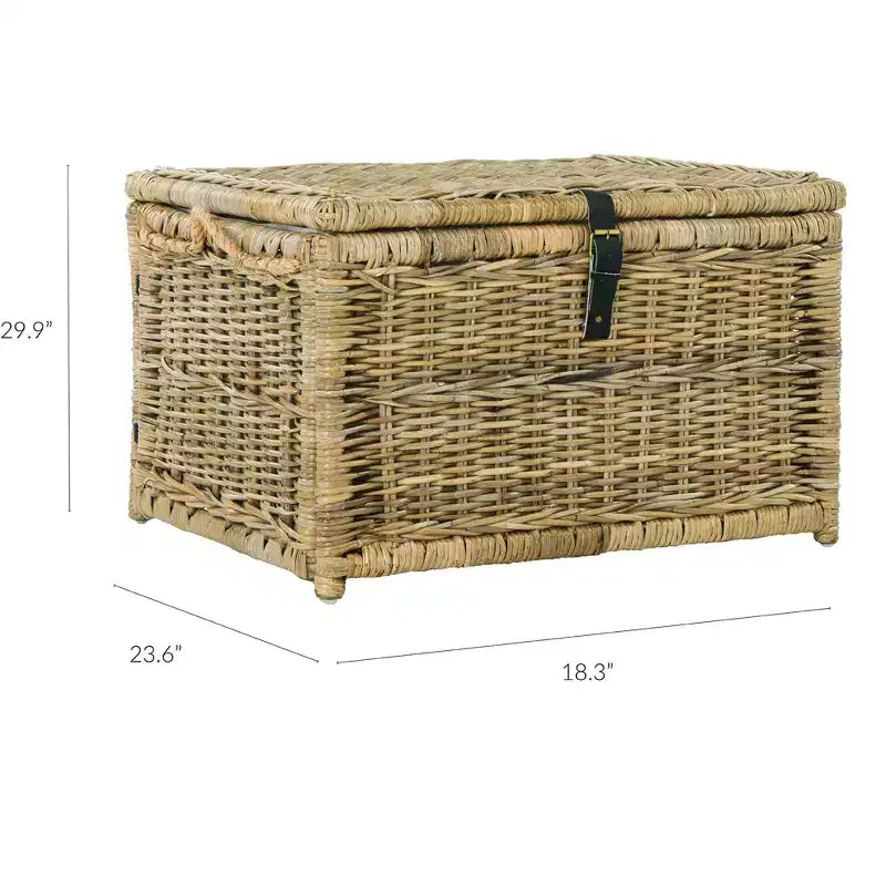 Baule portaoggetti in vimini da 76 cm con coperchio a cerniera – Rattan pieghevole