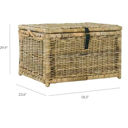 Baule portaoggetti in vimini da 76 cm con coperchio a cerniera – Rattan pieghevole