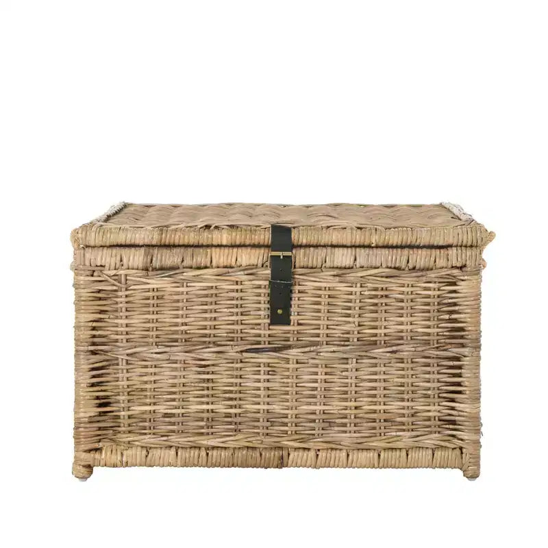 Baule portaoggetti in vimini da 76 cm con coperchio a cerniera – Rattan pieghevole