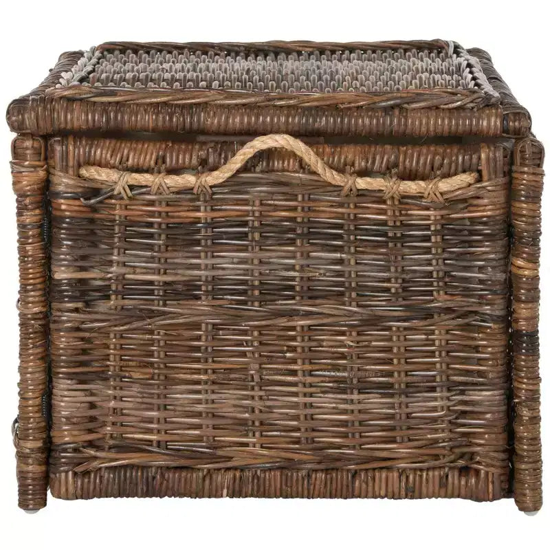 Baule portaoggetti in vimini da 76 cm con coperchio a cerniera – Rattan pieghevole