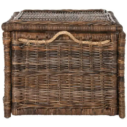 Baule portaoggetti in vimini da 76 cm con coperchio a cerniera – Rattan pieghevole