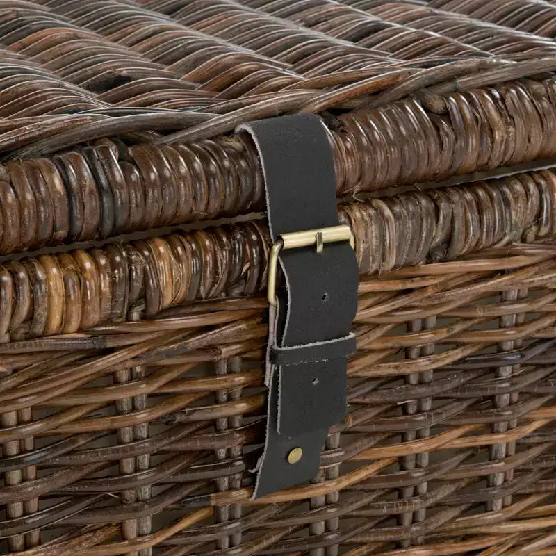 Baule portaoggetti in vimini da 76 cm con coperchio a cerniera – Rattan pieghevole