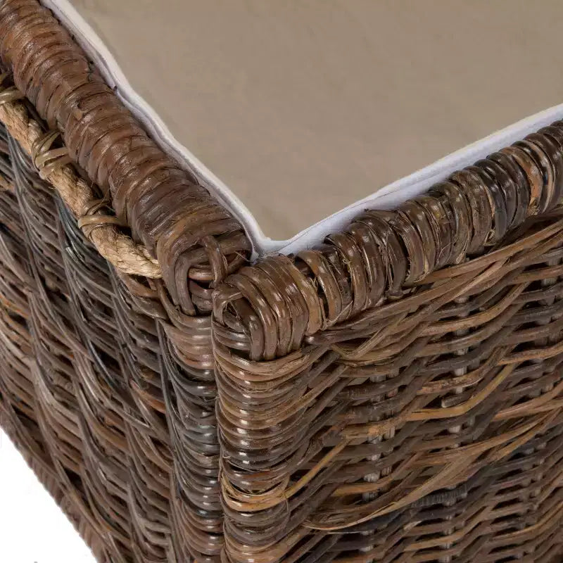 Baule portaoggetti in vimini da 76 cm con coperchio a cerniera – Rattan pieghevole