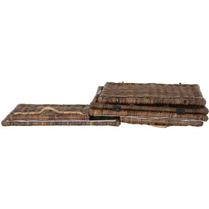 Baule portaoggetti in vimini da 76 cm con coperchio a cerniera – Rattan pieghevole